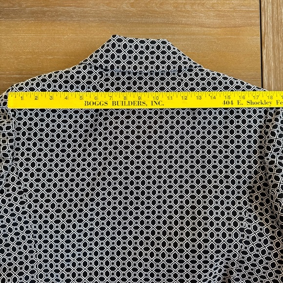 Anne Klein Black and White Geometric Pea Coat - Picture 14 of 15